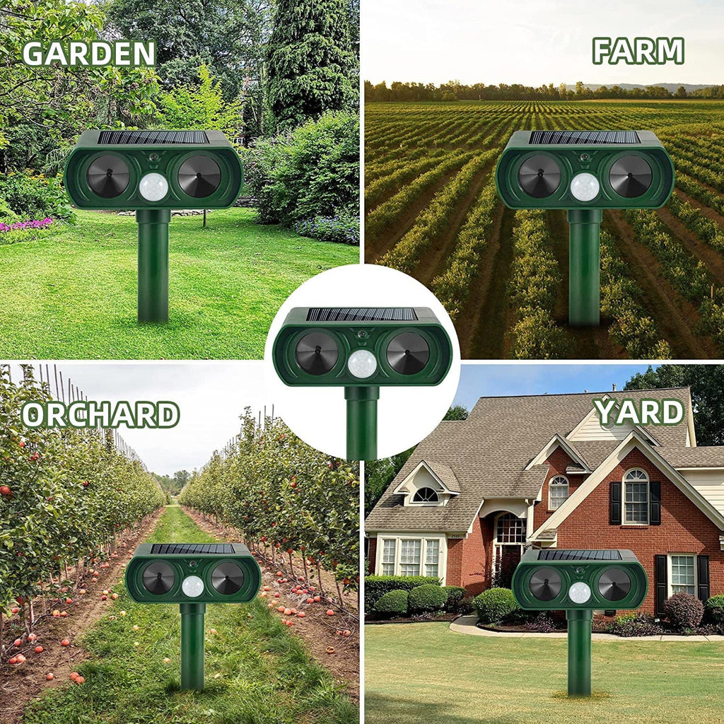 2 Pack Ultrasonic Animal Repellent Outdoor Solar Animal Repeller Waterproof with  Sensor & Flashing Lights Pest Repeller Animal Deterrent to Keep Deer Cat Dog Raccoon Mouse Fox Away