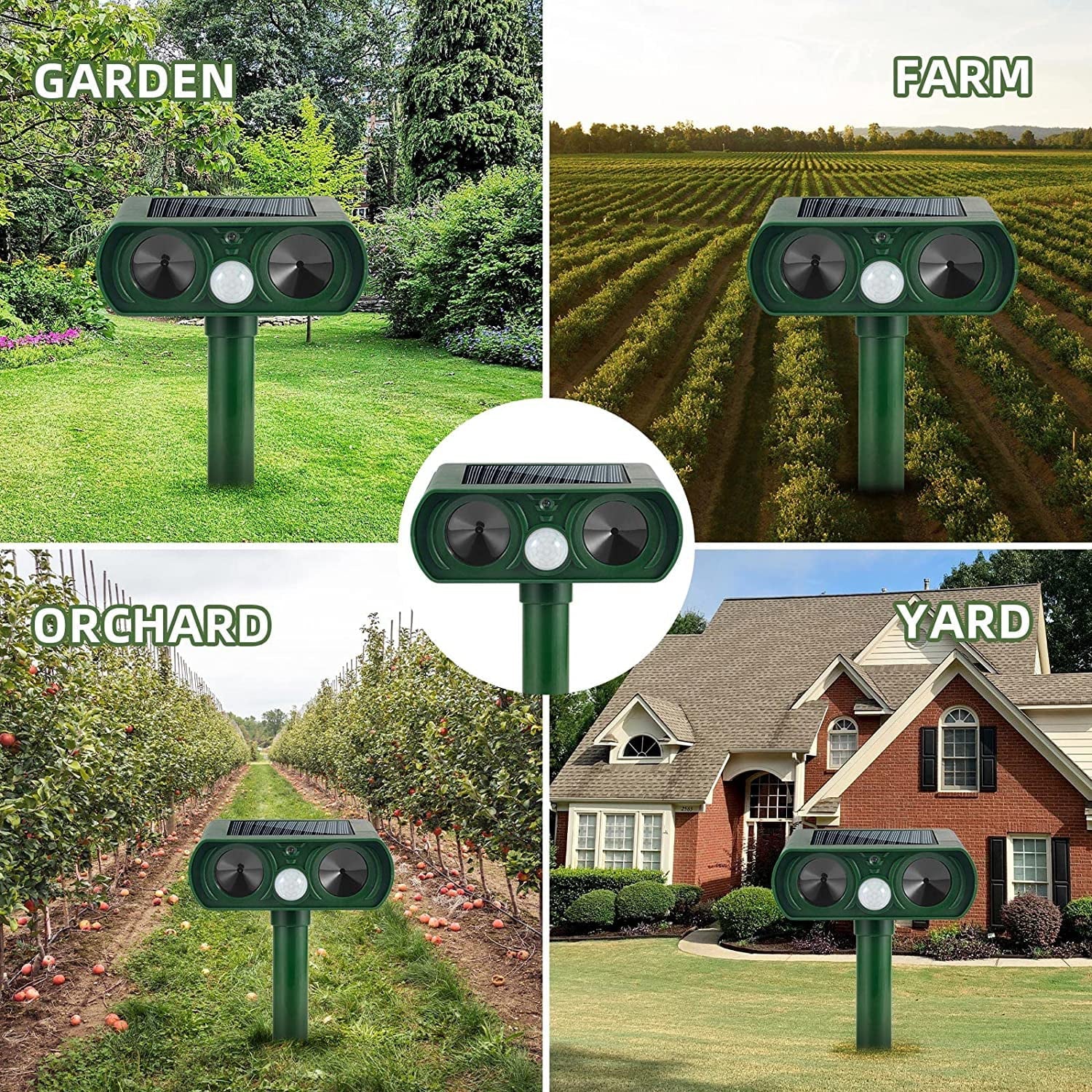 2 Pack Ultrasonic Animal Repellent Outdoor Solar Animal Repeller Waterproof with  Sensor & Flashing Lights Pest Repeller Animal Deterrent to Keep Deer Cat Dog Raccoon Mouse Fox Away