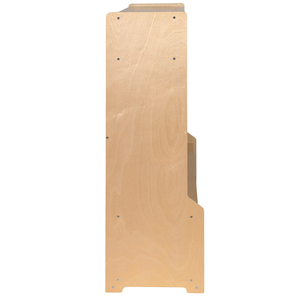 BizChair Wooden 5 Section School Coat Locker with Bench, Cubbies, and Storage Organizer Hook-Safe, Kid Friendly Design - 48"H x 48"L (Natural)