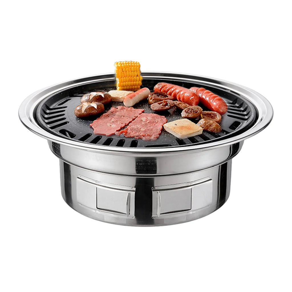 Multifunctional Round Smoker Grill with Grilled Net & Tray, Anself Grill Stove