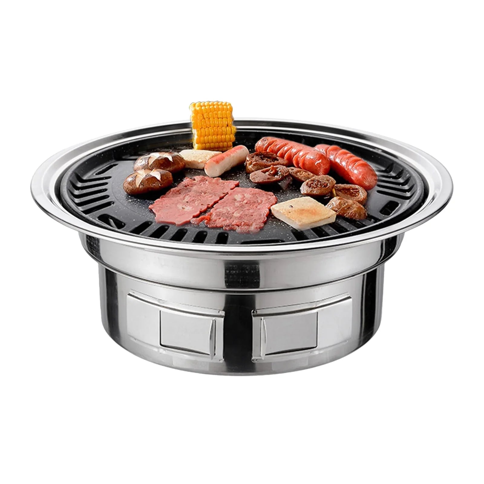 Multifunctional Round Smoker Grill with Grilled Net & Tray, Anself Grill Stove