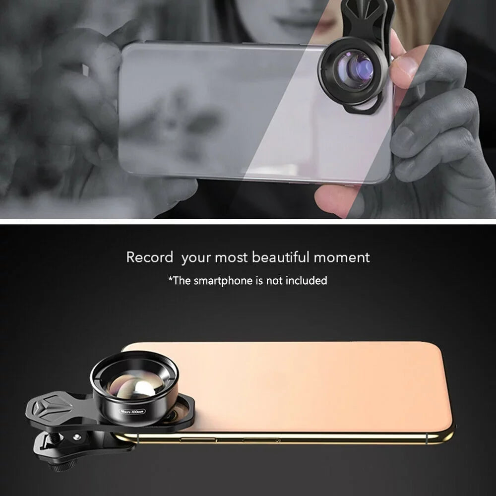 Aluminum Alloy 4K  Detachable Clip Cellphone Macro Camera Lens 40MM-70MM Shooting Distance Multi-Layer Optical Coated External Lens Accessory