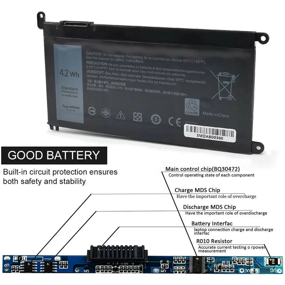 42WH WDX0R Battery for Dell Inspiron 5565 7573 Series P66F P75F P69G