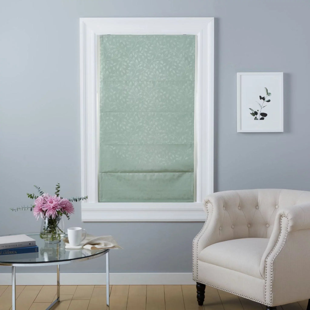 Exclusive Home Bolan Botanical Total Blackout Roman Shade, 34"x 64", Sage
