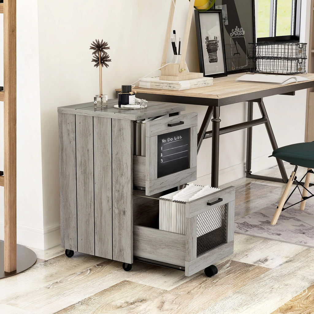 Denhour   Rustic Grey 2-Drawer File Cabinet by