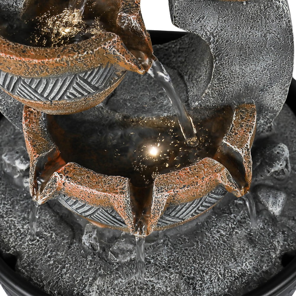 Willwolfer 3-tier Zen Tabletop Water Fountain Decor Indoor Office Desk Fengshui Waterfall