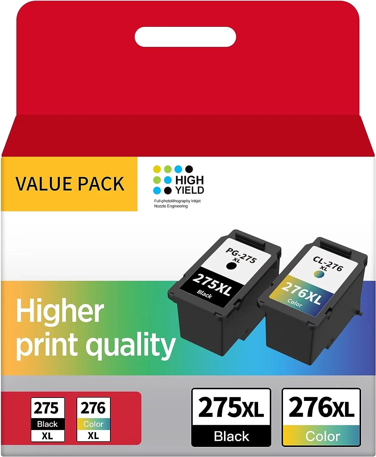'-275XL/-276XL Ink Cartridge Replacement for Canon -275 -276 275 276 Combo  Compatible with Canon  TS3520 TS3522 TS3500 TR4720 TR4722 TR4700 Printer(1 Black, 1 Color)