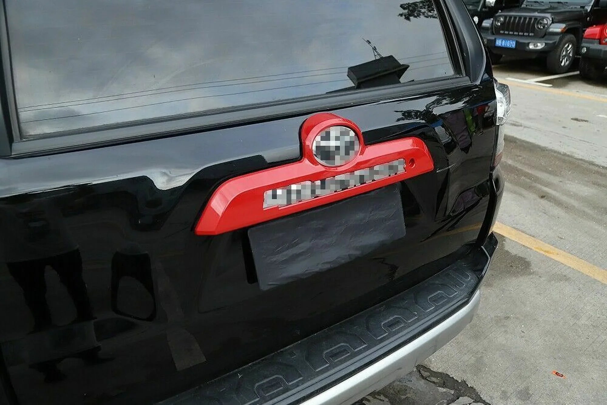 Teledu Rear Trunk Tailgate Handle Decor Panel Cover Trim Bezels 4Runner + Red