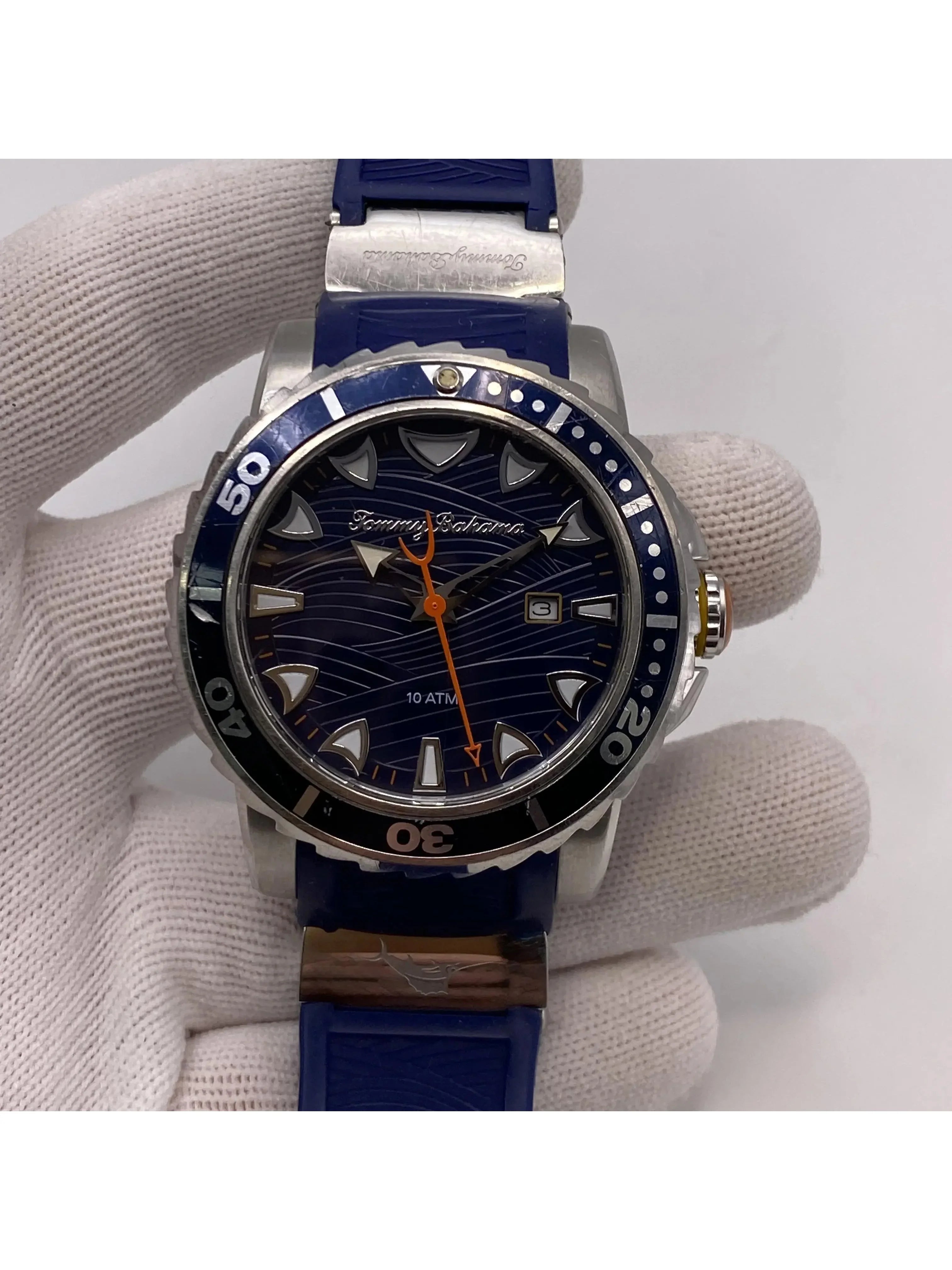 Pre-owned Tommy Bahama Steel Quartz Mens Watch TB00101-01 (Good)