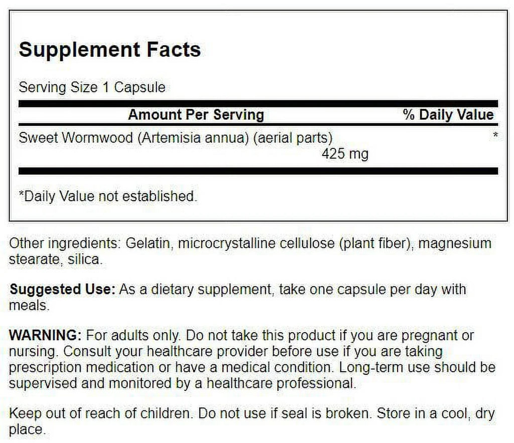 Swanson Full Spectrum Sweet Wormwood (Artemisia annua) 425 mg 90 Caps 4 Pack