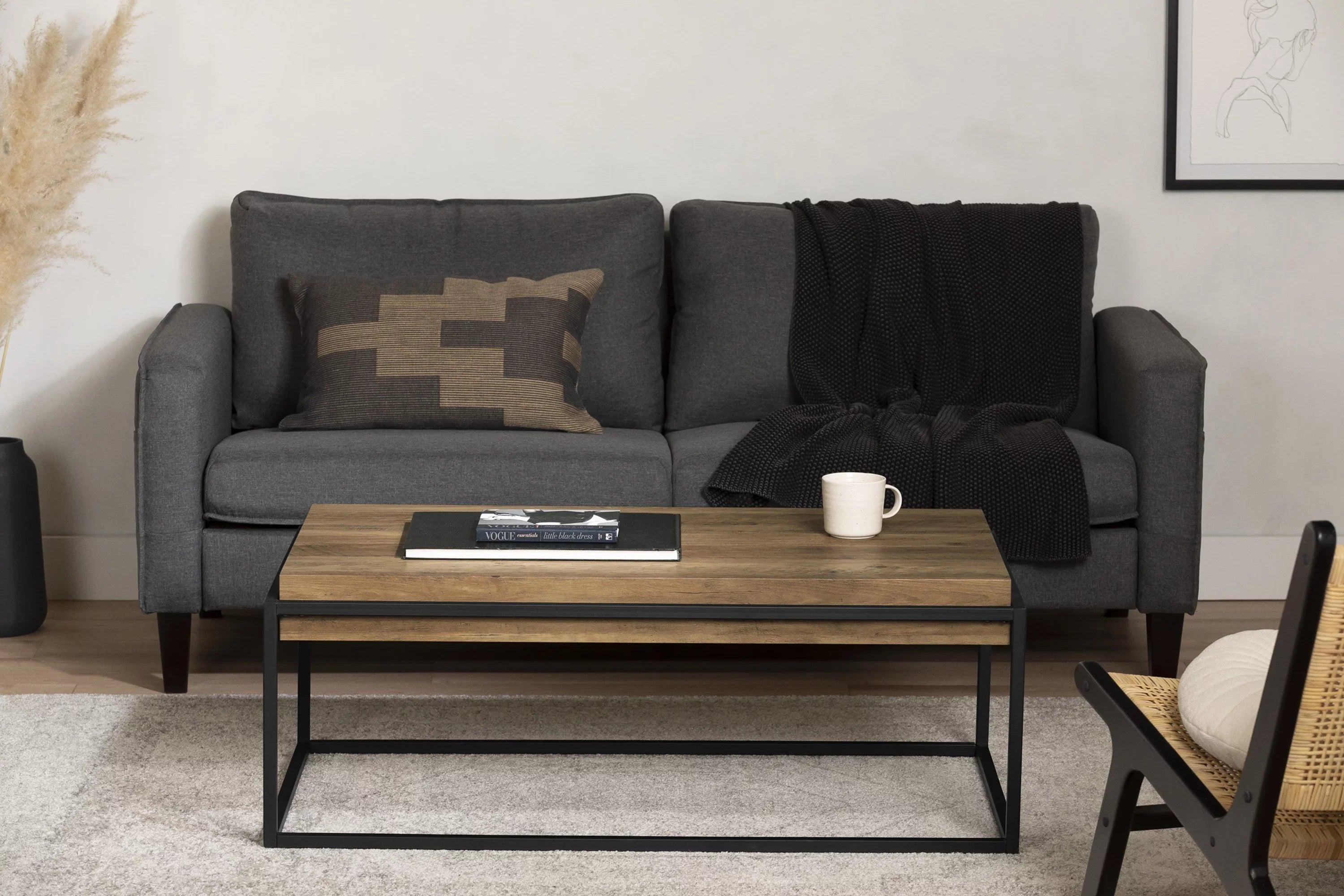 South Shore Mezzy, Urban Modern Industrial Coffee Table, Acacia Brown