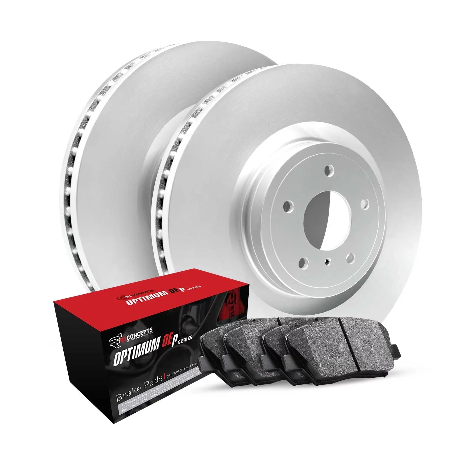R1 Concepts Wjuh1 45018 R1 Brake Rotors Carbon Coated W/ Optimum Oe Pads & Hdw Fits select: 2014-2017