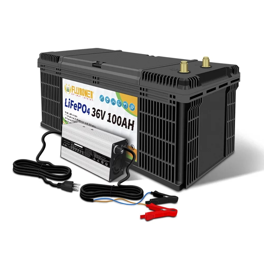 LifePo4 Battery 36v 100Ah Deep Cycles Lithium Battery with Perfect  Grade A Cells for Trolling Motor Golf Carts  Solar Panels Off Grid Applications Support Series and Parallel Second-hand Goods