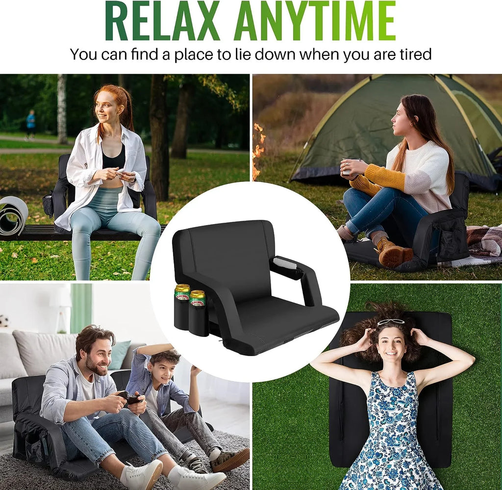 AiYCHEN Stadium Seat, 25-Inch Extra Wide Reclining Chair for Bleachers - Thicker, Waterproof, and Sturdy Seating for Sporting Events, Beaches, Camping, and Picnic