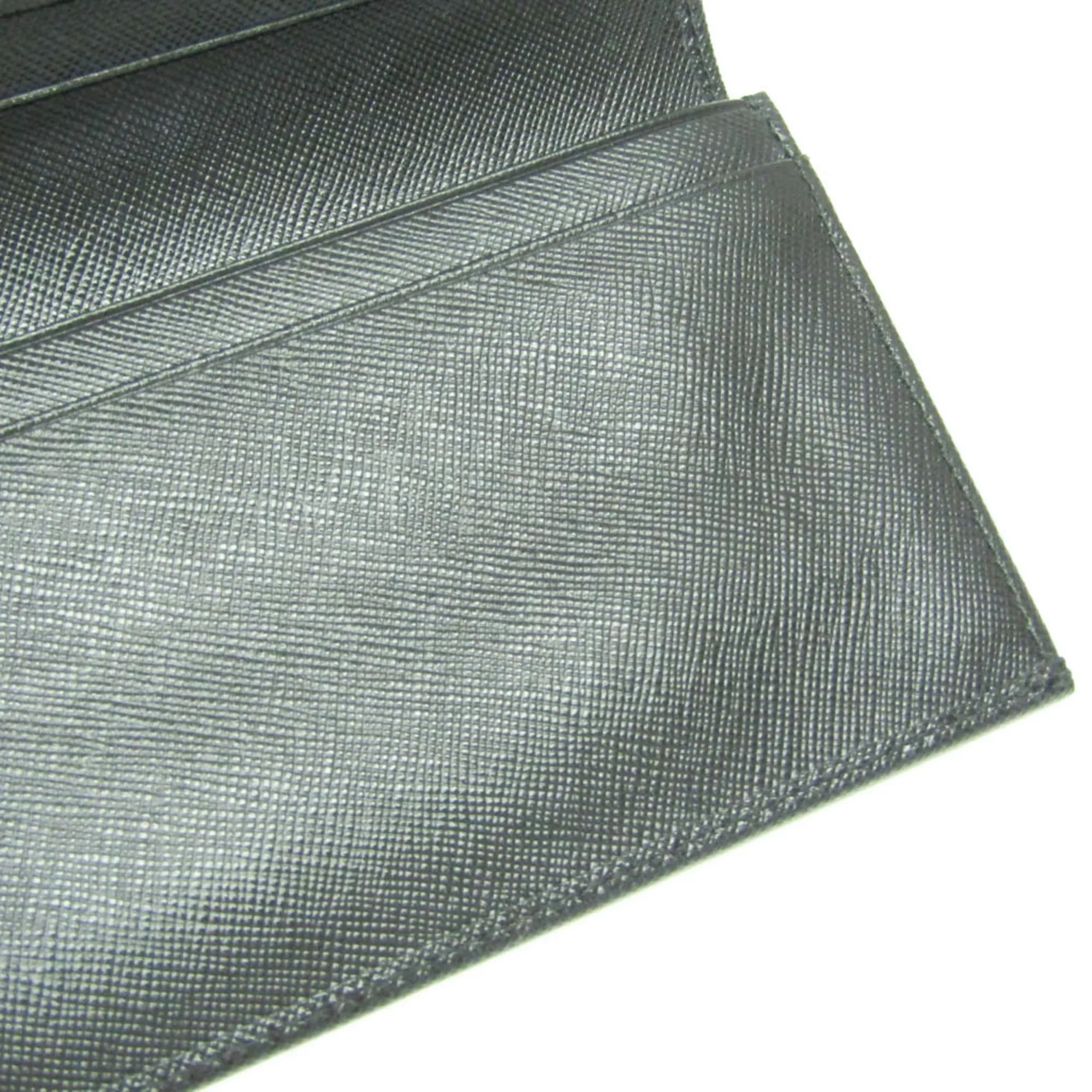 Pre-Owned Prada Saffiano 2M0836 Men's Leather Long Wallet (bi-fold) Black (Good)
