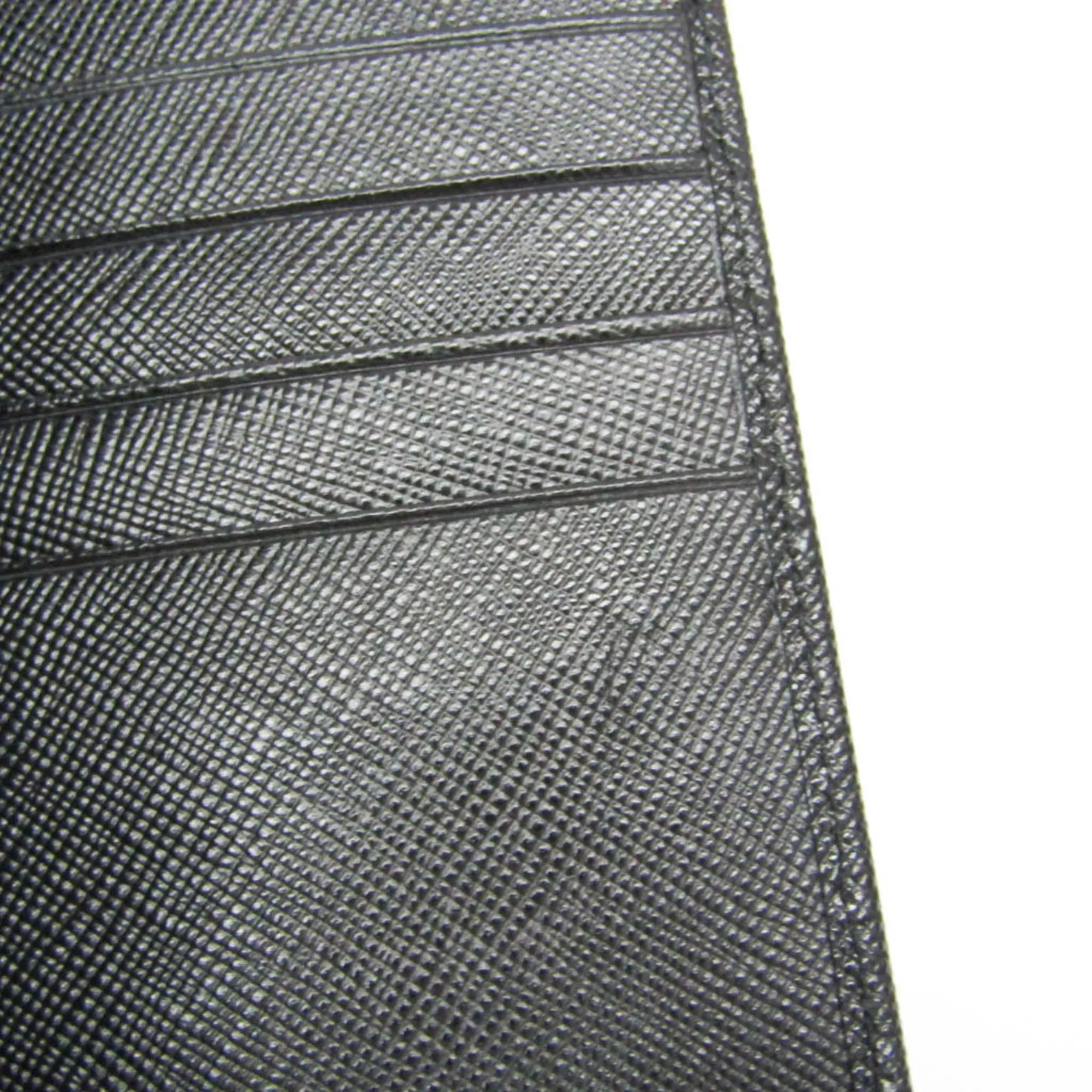 Pre-Owned Prada Saffiano 2M0836 Men's Leather Long Wallet (bi-fold) Black (Good)