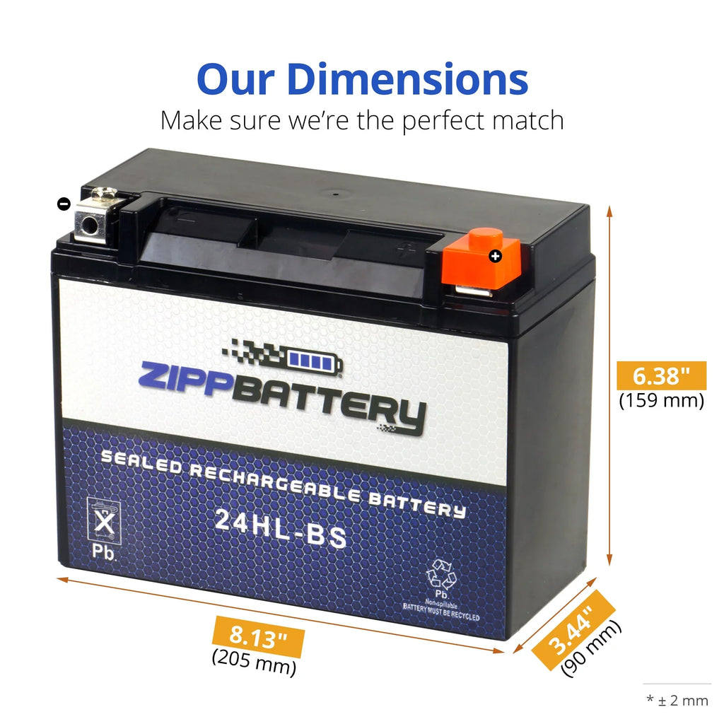 Zipp Battery YTX24HL- (24HL- 12 Volt,21 Ah, 260 ) Motorcycle Battery for Kawasaki 1200cc Zg1200 Voyager Xii 1995