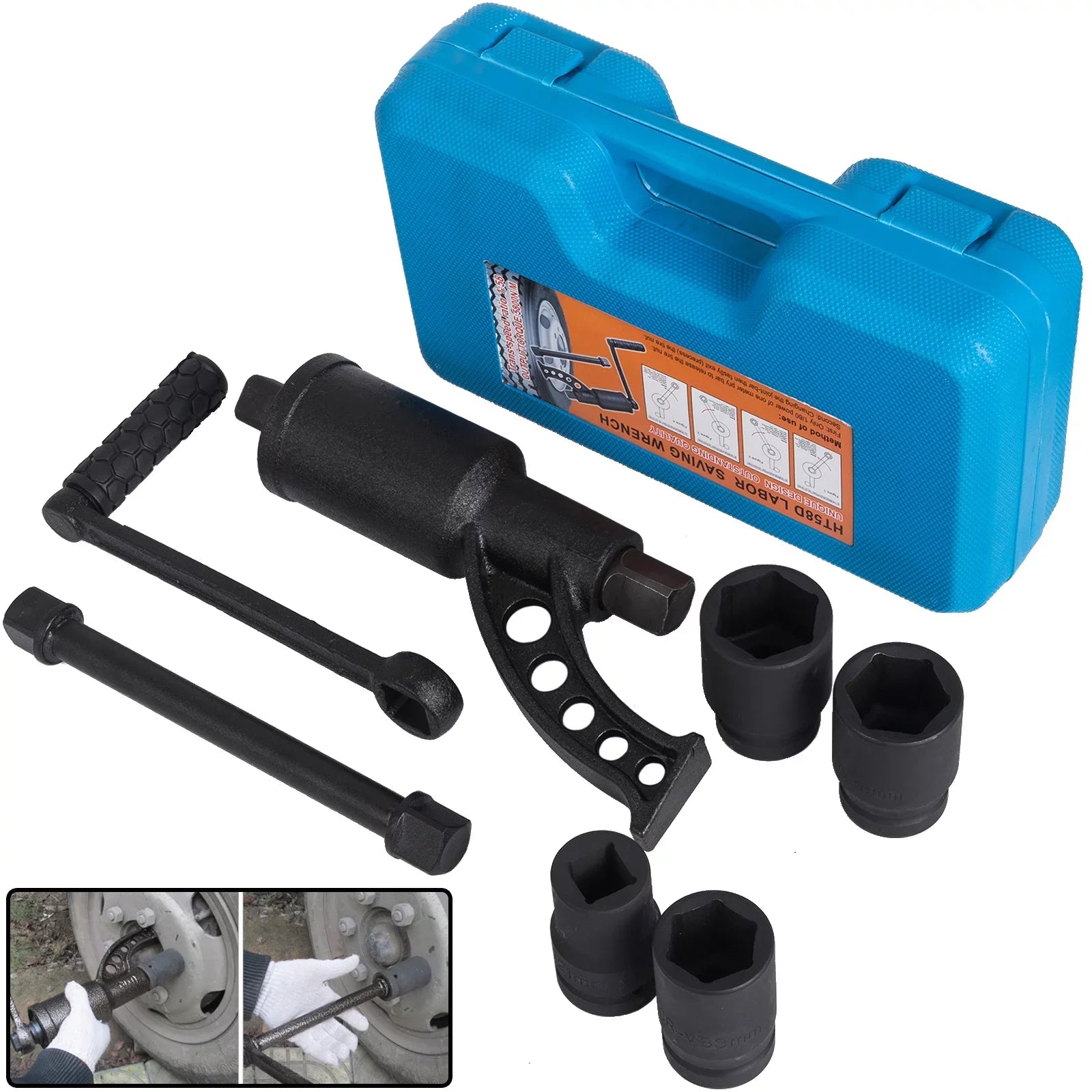 Torque Multiplier Set Wrench Lug Nut Labor Saving Lugnuts Remover 4pcs Socket