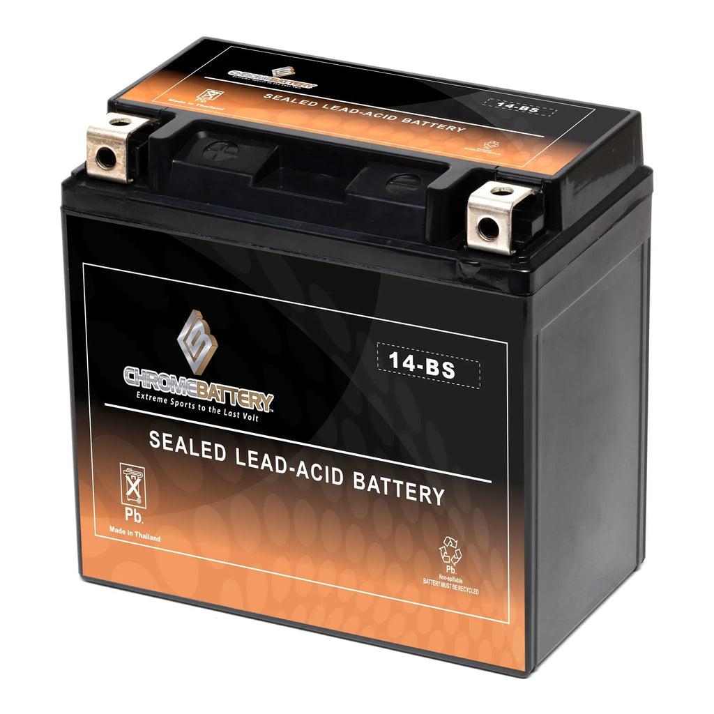 Chrome Battery YTX14- (14- 12 Volt,12 Ah, 200 ) Motorcycle Battery for Honda Vt1100c, C3, T Shadow (spirit, Aero, A. C. E. Tourer) 1100cc 01-'07