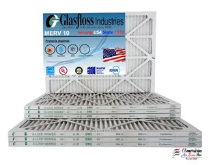 Glasfloss 12x30x1 -  10 -Qty:12 - Furnace Air Filter - Made in  (Actual Size: 11.5 x 29.5x7/8 inch)