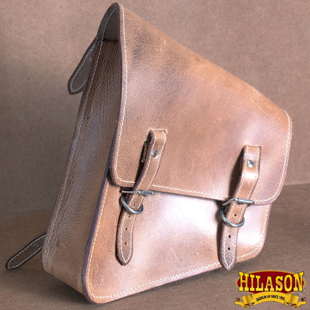 89HS Motorcycle Bike Right Side Saddle Bag Leather Softail Rigid Hilason