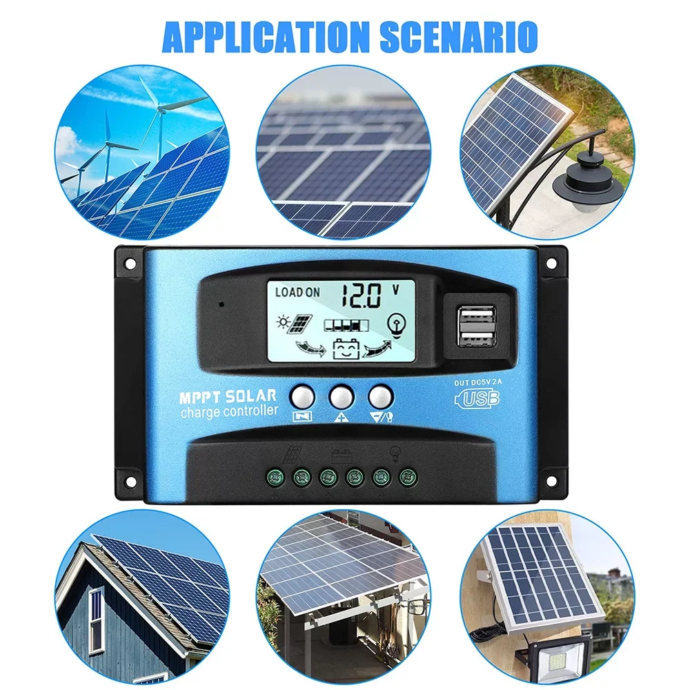 30A  Solar Charger Controller, Solar Panel Regulator Charge Controller, High Charging Efficiency, Dual ,  Control, Build-in Timer(Blue)