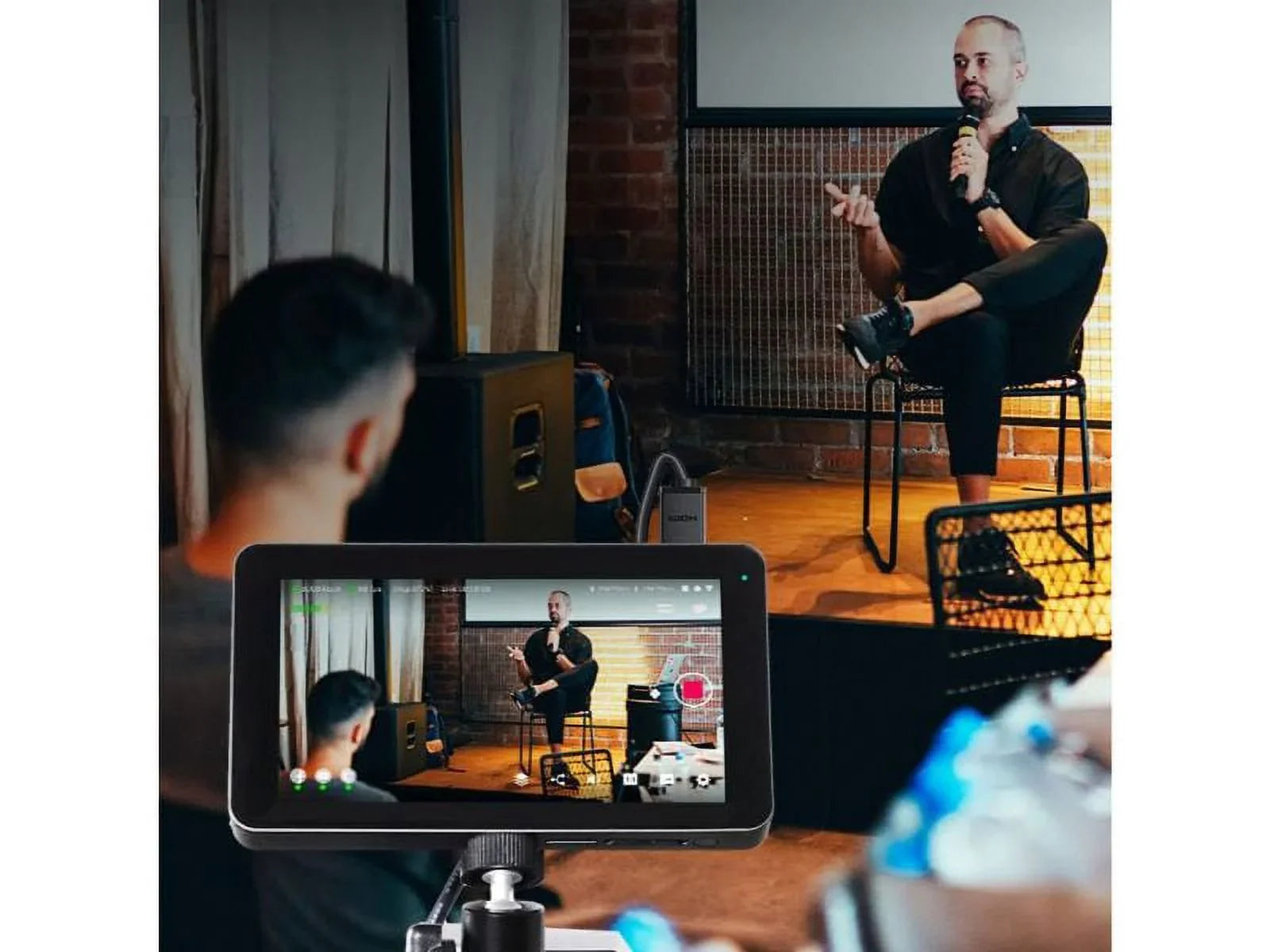 YoloBox Mini Ultra-Portable All-in-One Smart Live Streaming Encoder/Monitor Bundle with 128GB Extreme  Memory Card and Pearstone 6'  Cable