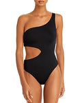 $98 Aqua Swim One Shoulder One Piece Black Size Small