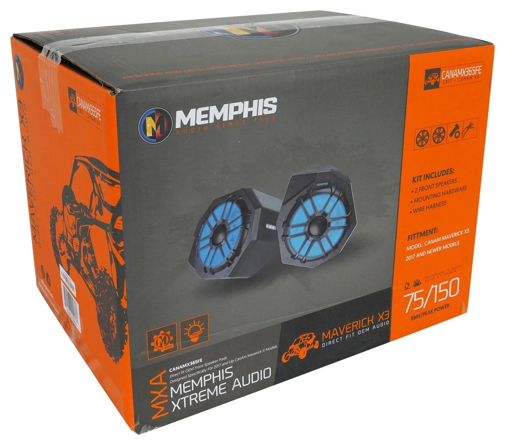 (2) Memphis CANAMX365FE Speakers+Pods+ Tower Speakers+Amp For 2017+ Can Am X3