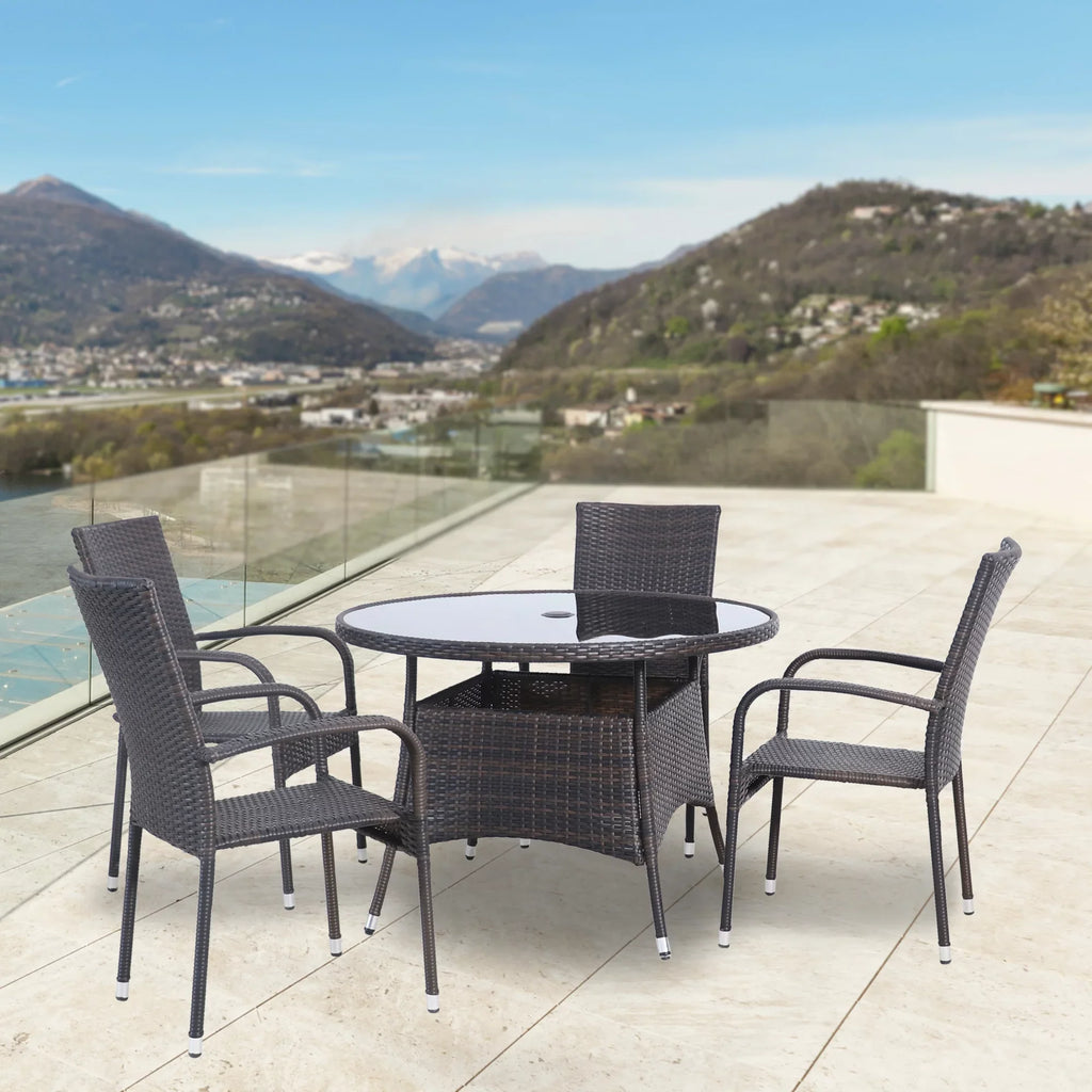 Northlight 5-Piece Venice Brown Woven Resin Wicker Outdoor Patio Dining Set