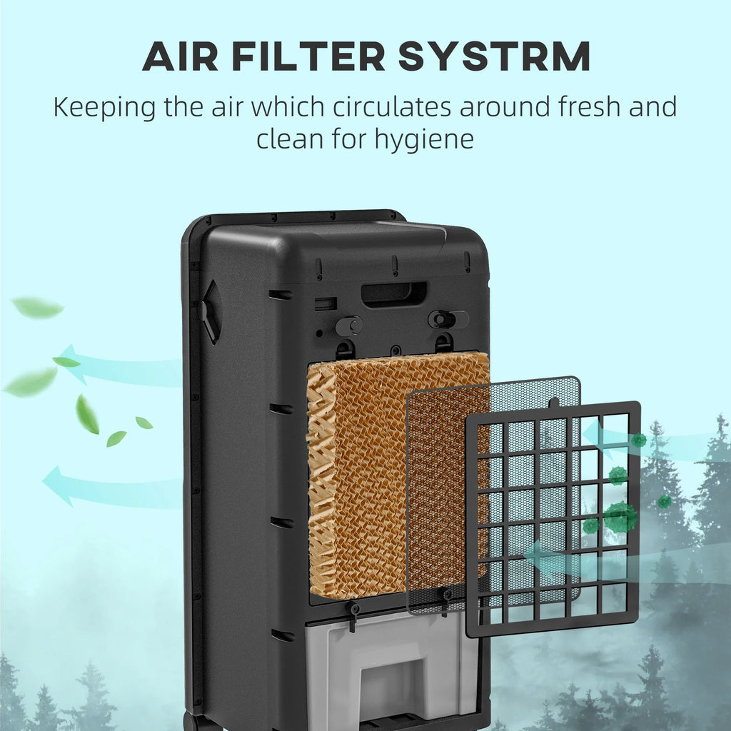 3-In-1 Mobile Evaporative Air Cooler with Remote Oscillating Black