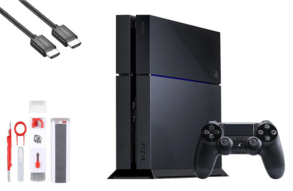 Sony PlayStation 4 500GB Gaming Console Black  Cable with   Cleaning Kit Bundle Like New