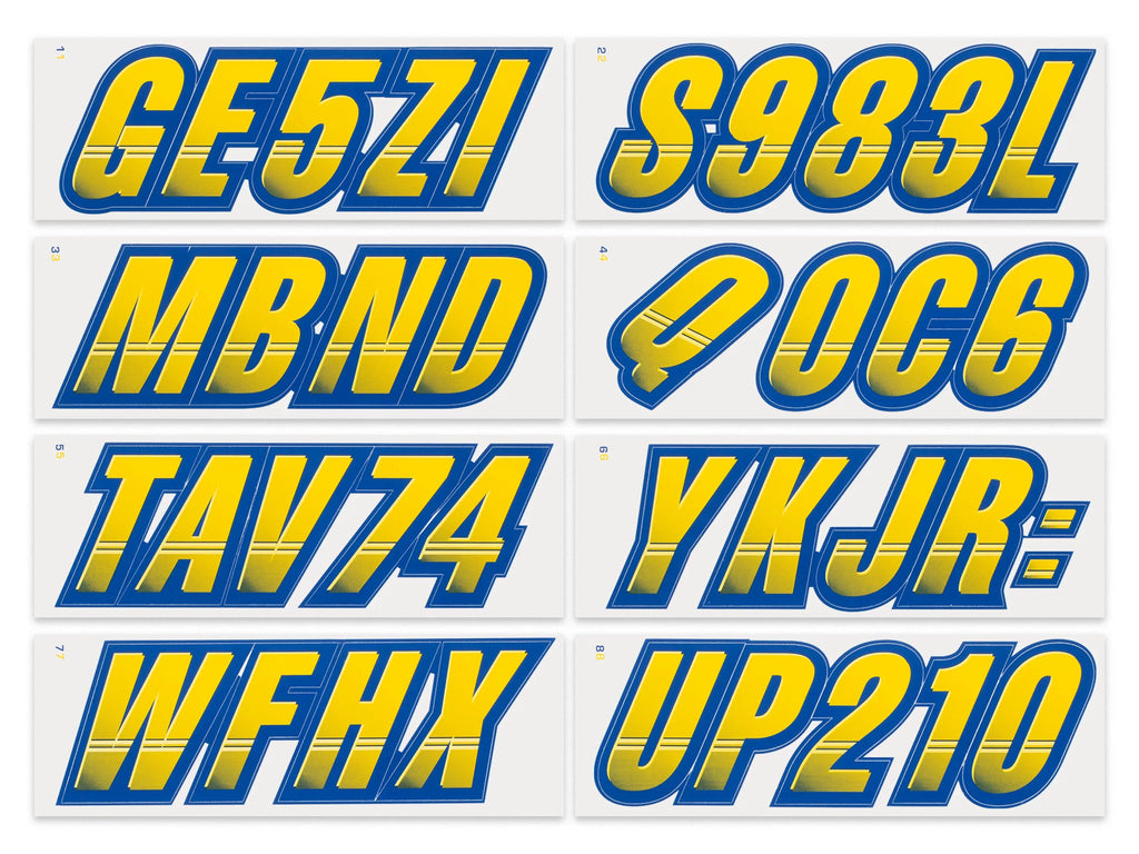 Techtron Yellow/Navy 3" Alpha-Numeric Identification Custom Kit Registration Numbers & Letters Marine Stickers Decals for Boats & Personal Watercraft