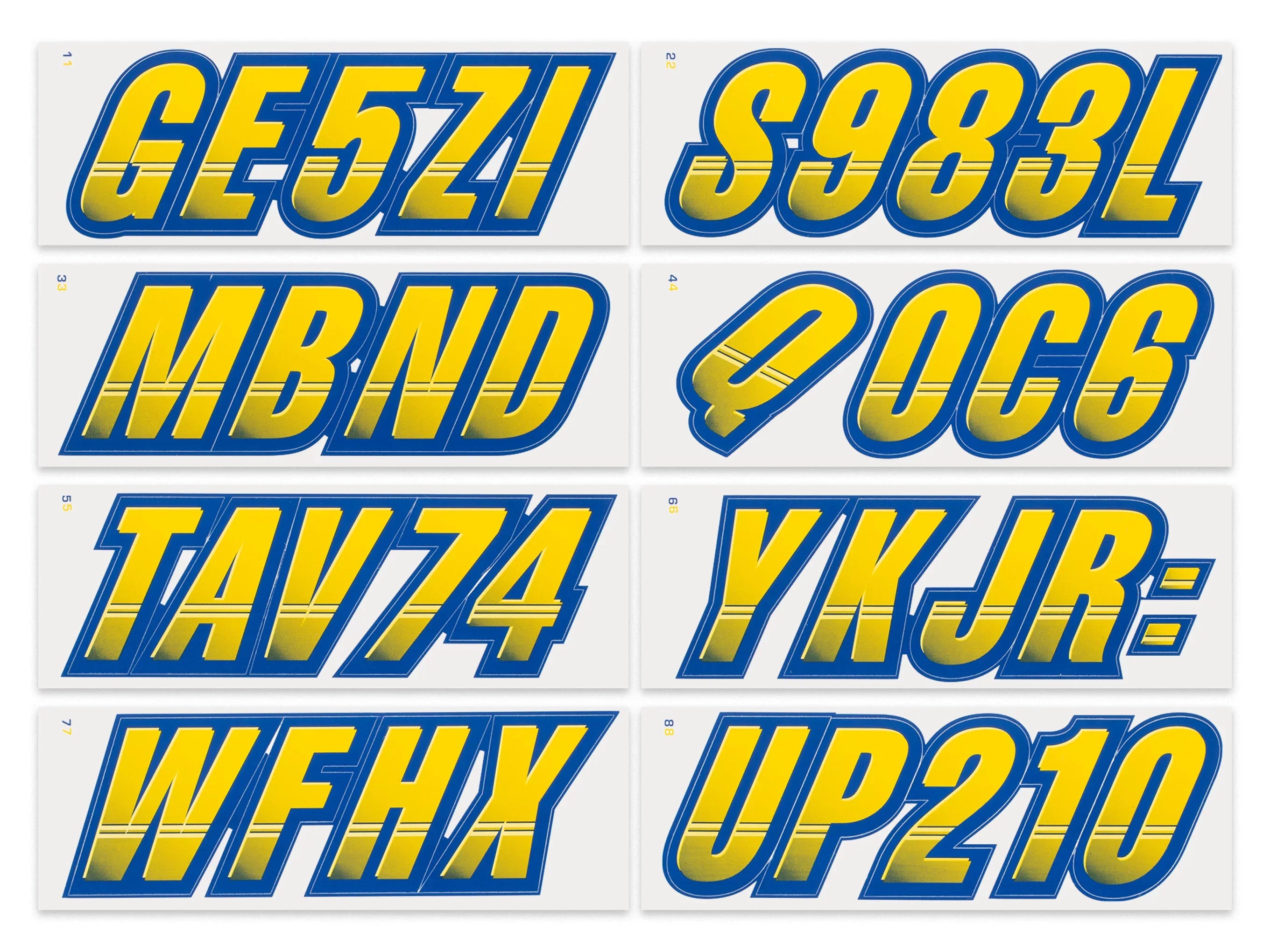 Techtron Yellow/Navy 3" Alpha-Numeric Identification Custom Kit Registration Numbers & Letters Marine Stickers Decals for Boats & Personal Watercraft