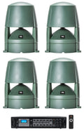 (4)   85M 5.25" Commercial 70v Outdoor Landscape Speakers+Amplifier