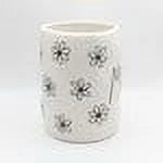 Rae Dunn  Ivory Ceramic Mug Black  Letters Black Daisys 16 oz dishwasher safe may get hot in Microwave Mother's Day