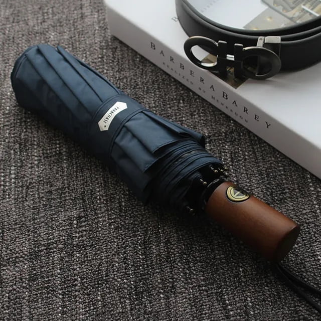 Umbrella Men Business 10 Ribs Wood Handle Golf Sun Umbrellas Windproof Anti  Parasol Clear Umbrella UPF50+