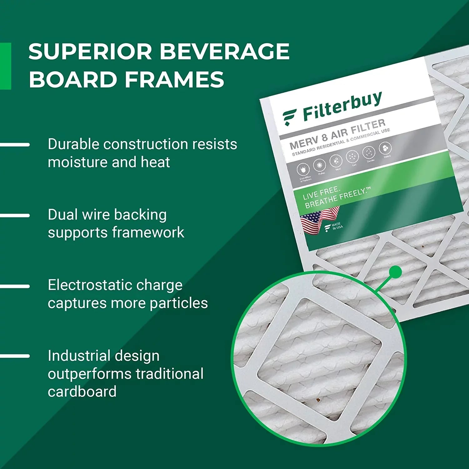 Filterbuy 15x28x1  8 Pleated   Furnace Air Filters (5-Pack)