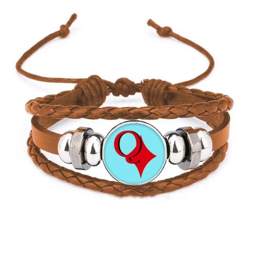 wealth queen q poker bracelet wristband leather jewelry ornament
