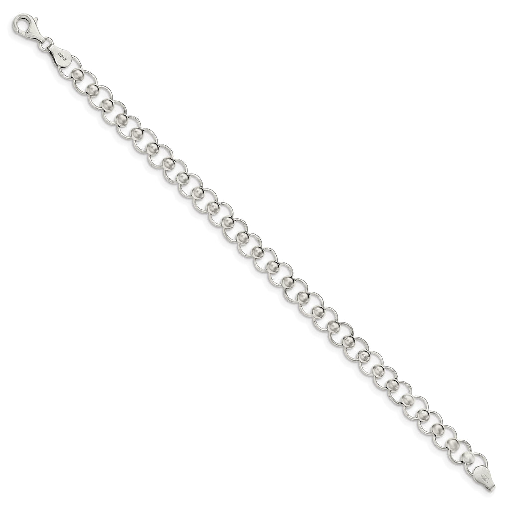 925 Sterling Silver Fancy Lobster Closure Polished Beaded Bracelet 7.5 Inch Jewelry Gifts for Women