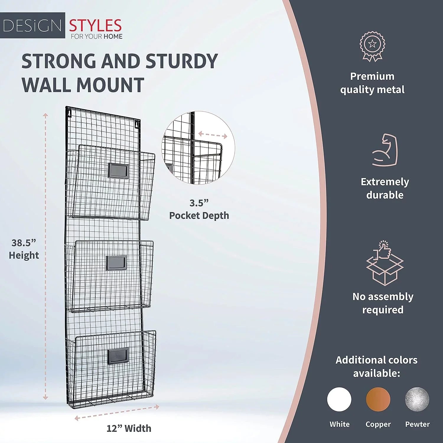 Black Wired 3 Tier Wall File Holder