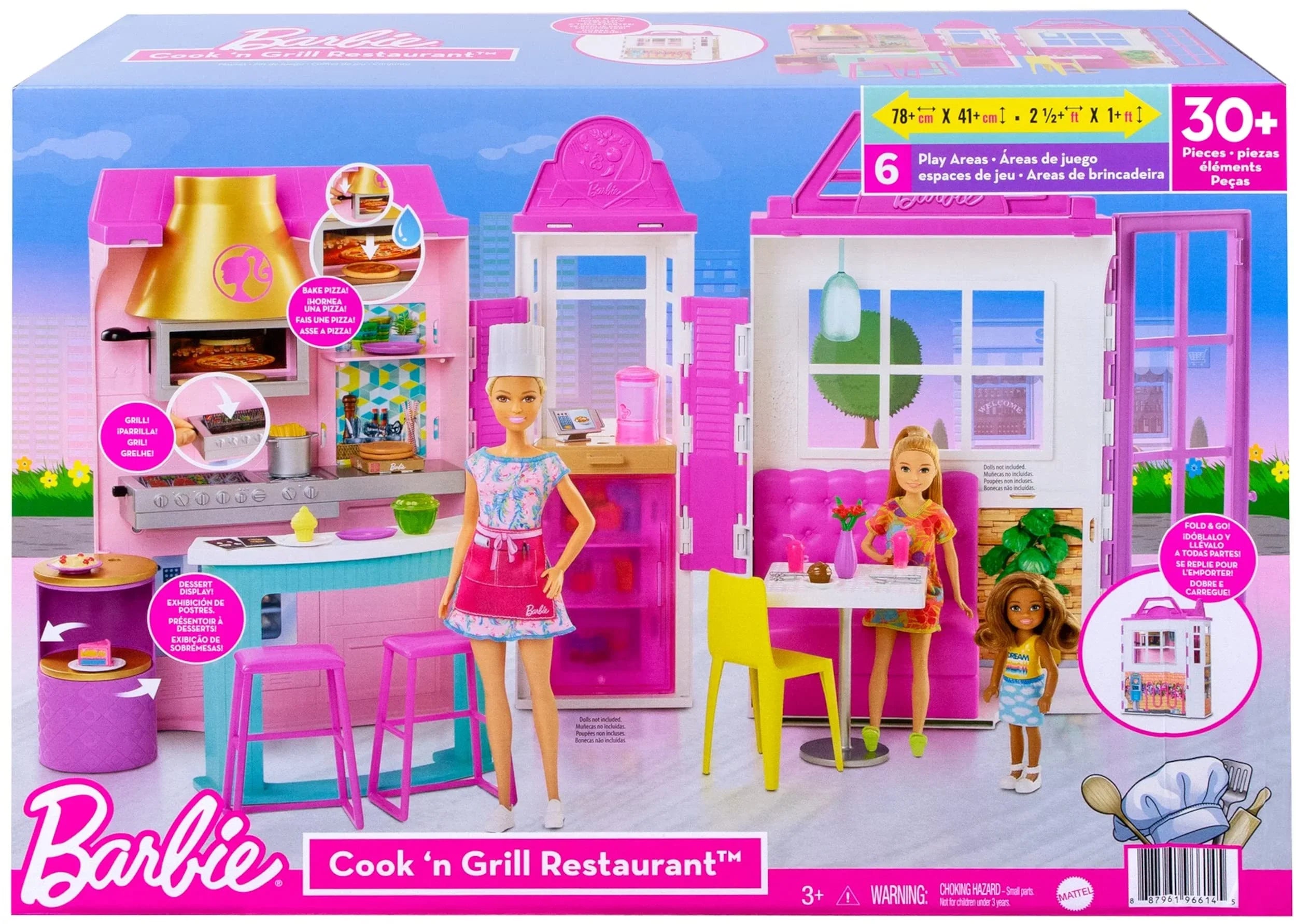 Barbie Cook ‘n Grill Restaurant Playset with 30+ Pieces  Gift for 3 to 7 Year Olds