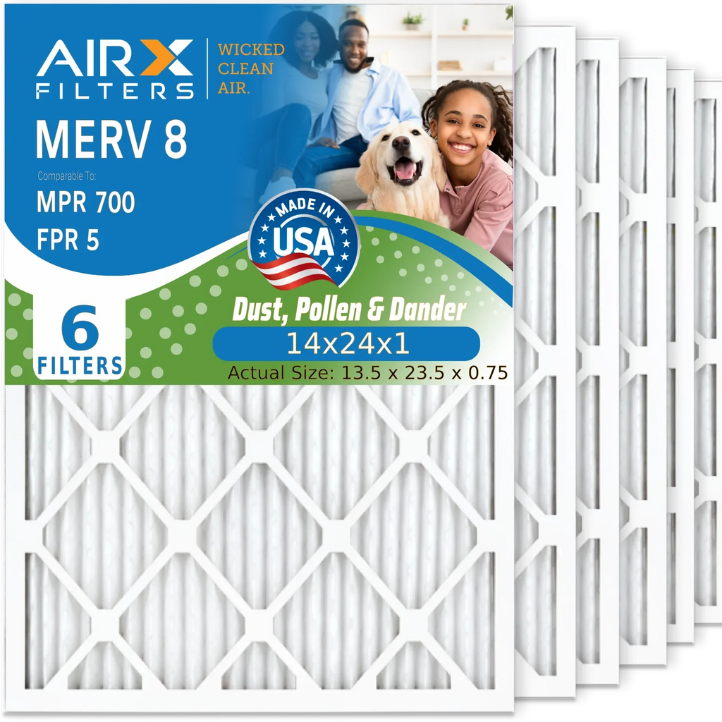 14x24x1 Air Filter  8 Comparable to  700 &  5 Electrostatic Pleated Air Conditioner Filter 6 Pack   Premium  Made 14x24x1 Furnace Filters by     .