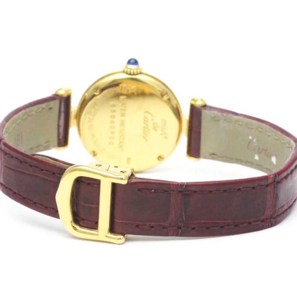 Pre-Owned  Must Colisee Gold Plated Leather Quartz Ladies Watch BF568960 (Good)