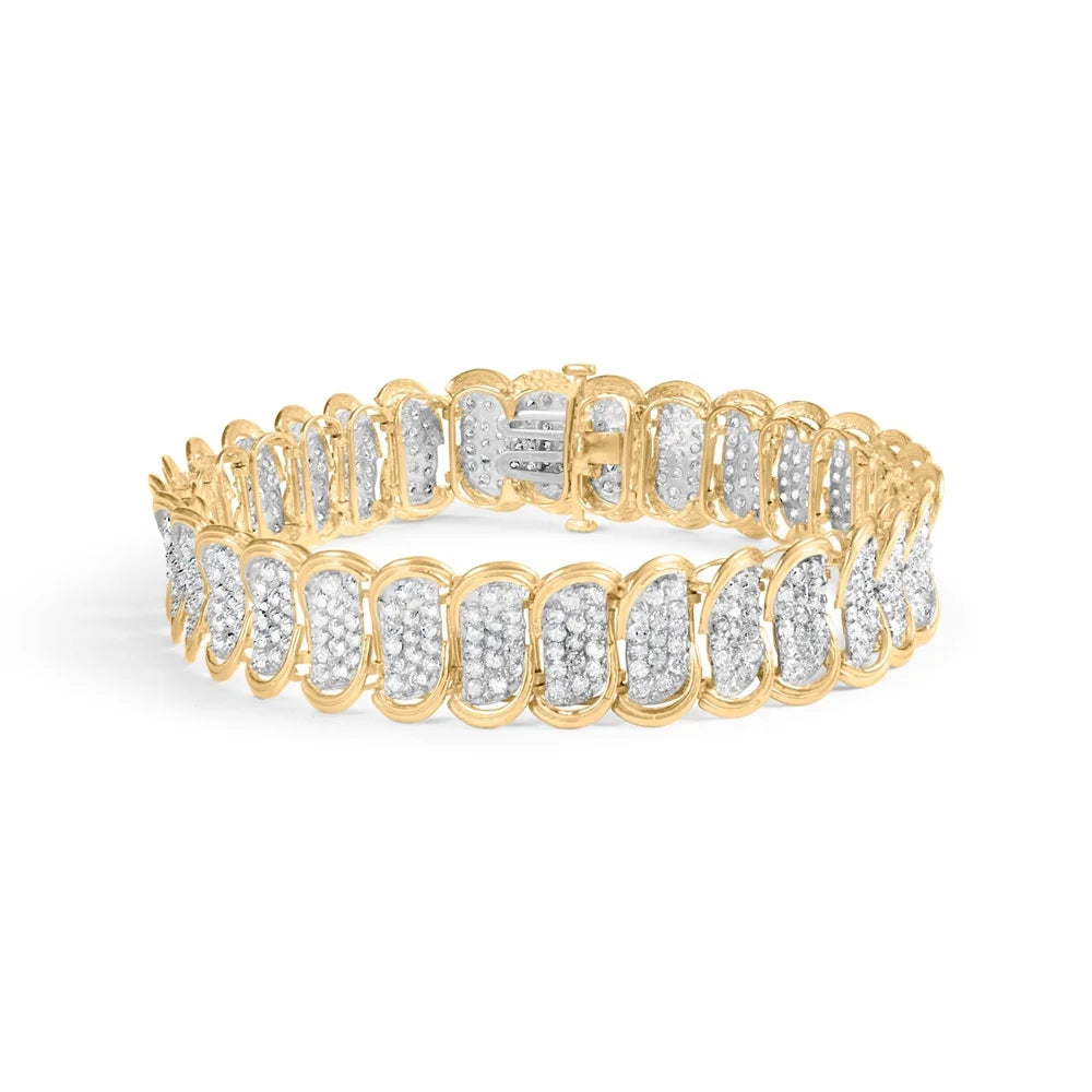 Haus of Brilliance 10k Yellow Gold 5.00 Cttw Womens Round Cut Diamond Oval Banded Link Box Clasp Prong Bracelet (I-J Color, I1-I2 Clarity) - 7" Inches