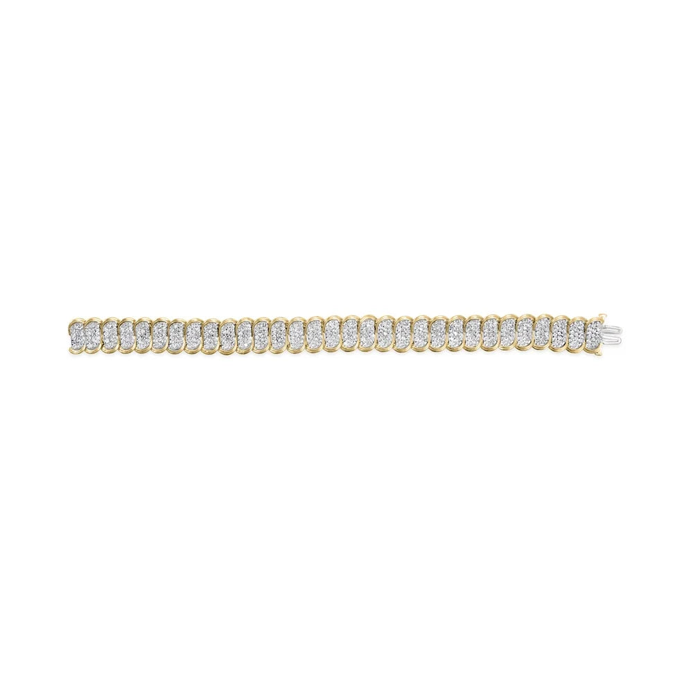 Haus of Brilliance 10k Yellow Gold 5.00 Cttw Womens Round Cut Diamond Oval Banded Link Box Clasp Prong Bracelet (I-J Color, I1-I2 Clarity) - 7" Inches