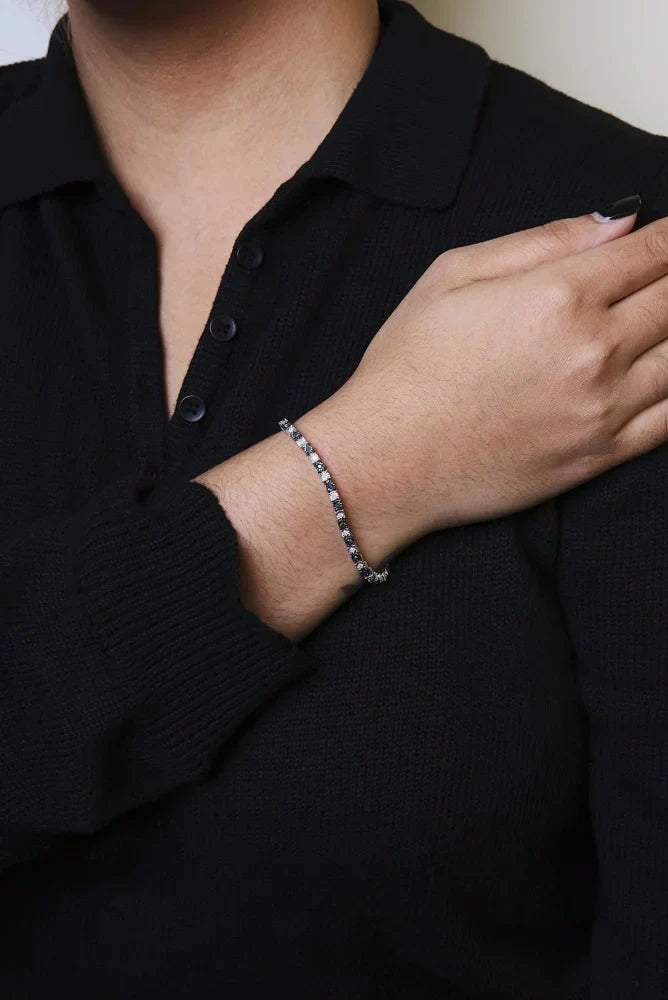 Haus of Brilliance .925 Sterling Silver 1.0 Cttw Womens with Alternating Round cut Box Clasp White Diamond and Treated Blue Diamond Tennis Bracelet (Blue and I-J Color, I3 Clarity) - Size 7" Inches