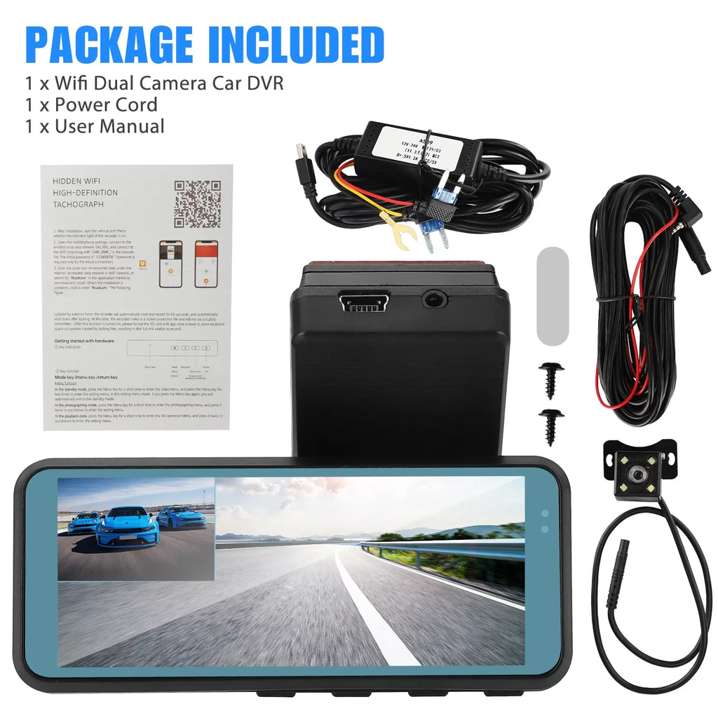 Wi-Fi Front and Rear Dual Dash Cam, EEEkit Car Dual Dash Cam with Night Vision, 170° and 140° Wide Angle, 3.16" Screen, Waterproof Car Driving Recorder Support Loop Recording, Parking Mode, G-Sensor