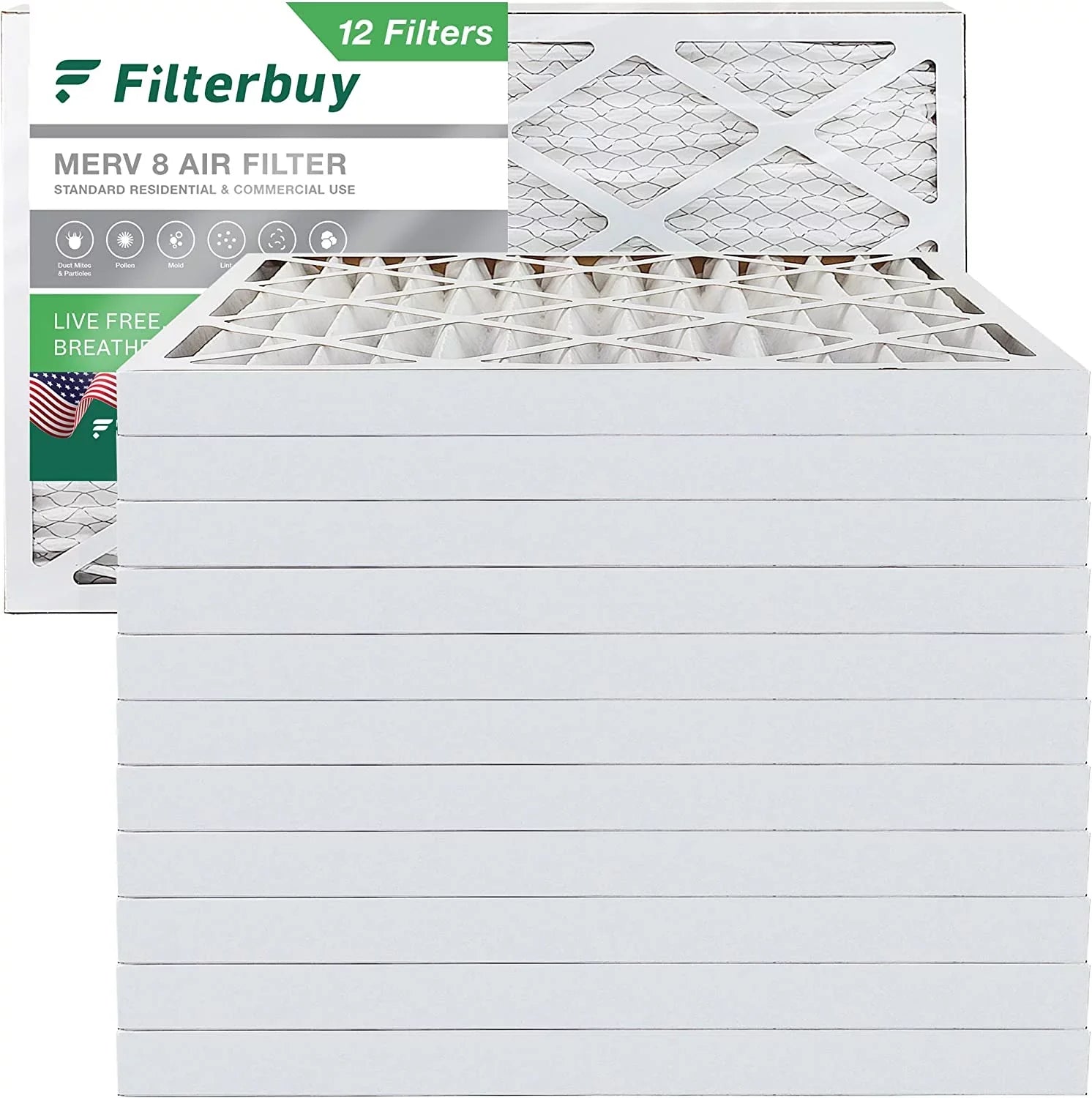 Filterbuy 20x32x2  8 Pleated   Furnace Air Filters (12-Pack)