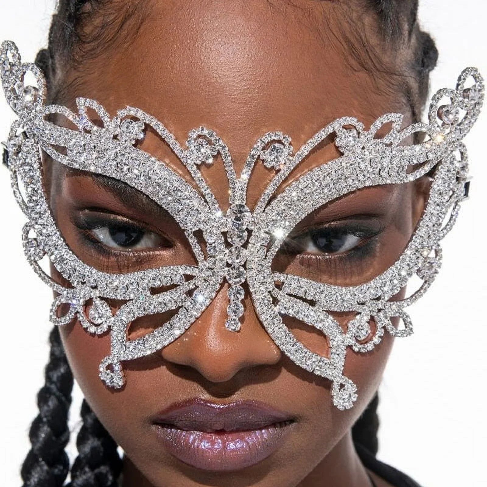 Rhinestone Crystal Butterfly Mask for Face Women Halloween Masquerade Accessories